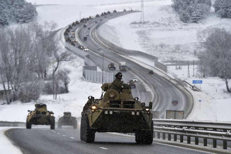 A convoy of Russian armoured vehicles