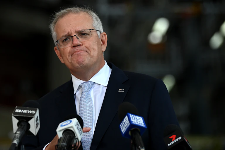 Scott Morrison giving a media conference
