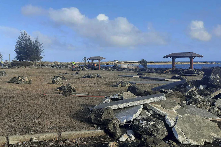 damage from eruption in Tonga