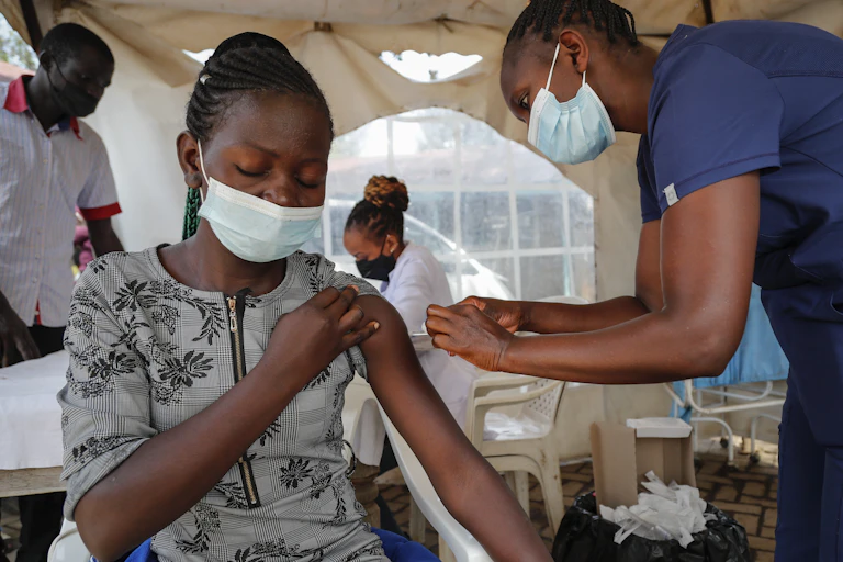 Person getting a COVID vaccination