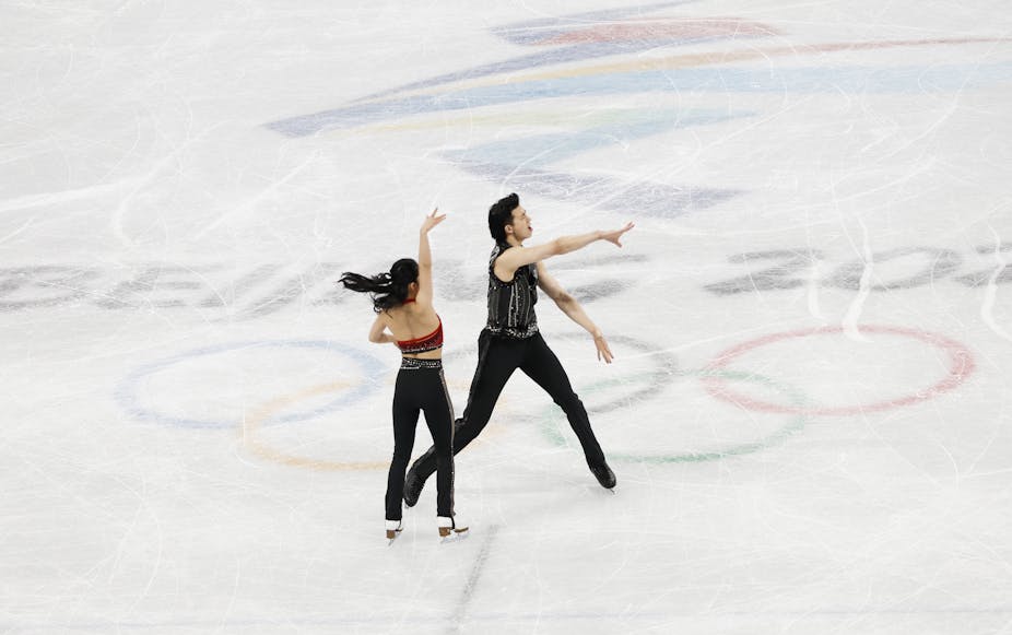 Chinese figure skaters performing at the Olympics