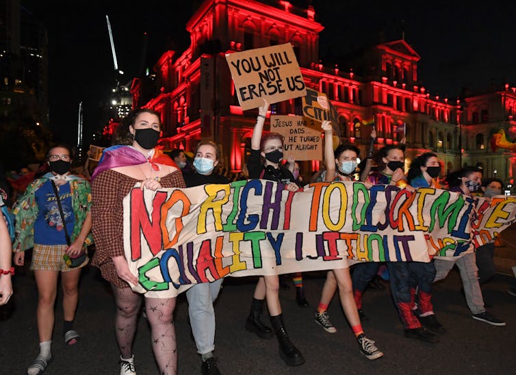 People marching in support of LGBTIQ+ rights.
