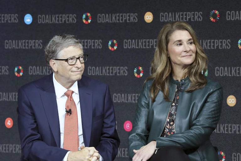 Bill Gates and Melinda French Gates seated next to each other.