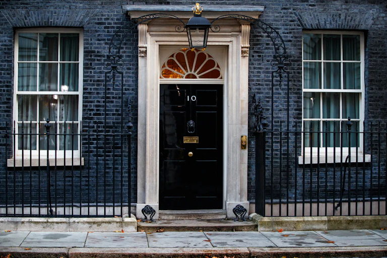 The door of Number 10 Downing Street.