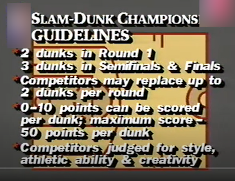 An image of a screen that depicts Slam-Dunk Champions Guidelines