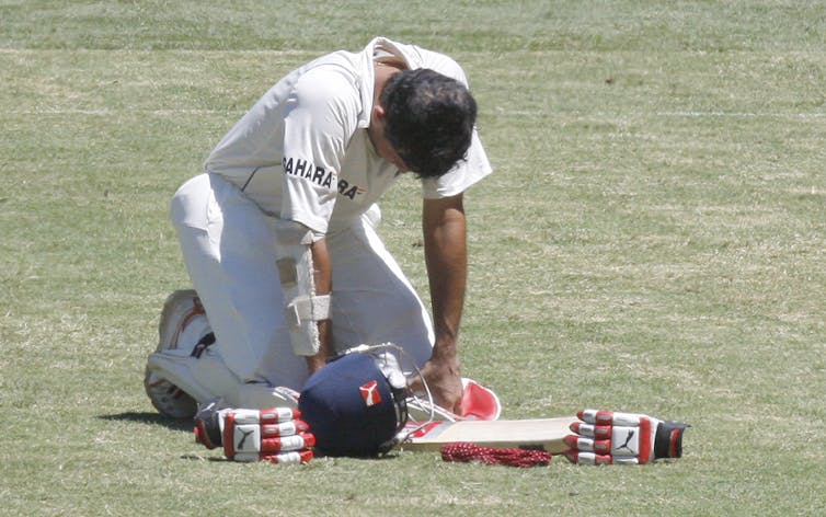 Cricket player suffering from heat exhaustion