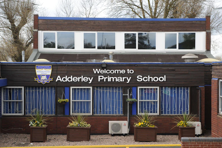 A shot of the outside of Adderley primary school in Birmimgham