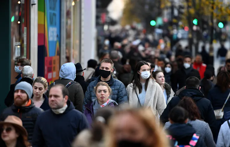 People shopping in central London during the pandemic