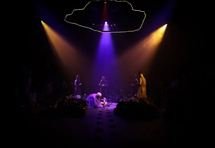 A staged funeral