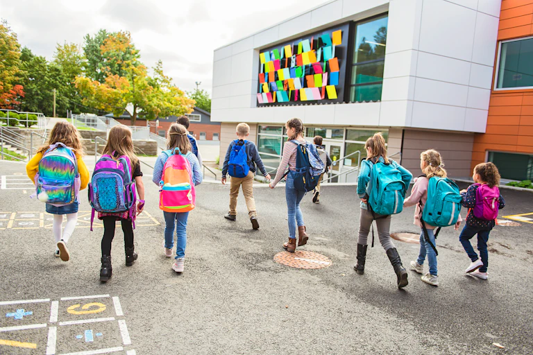Children going into school