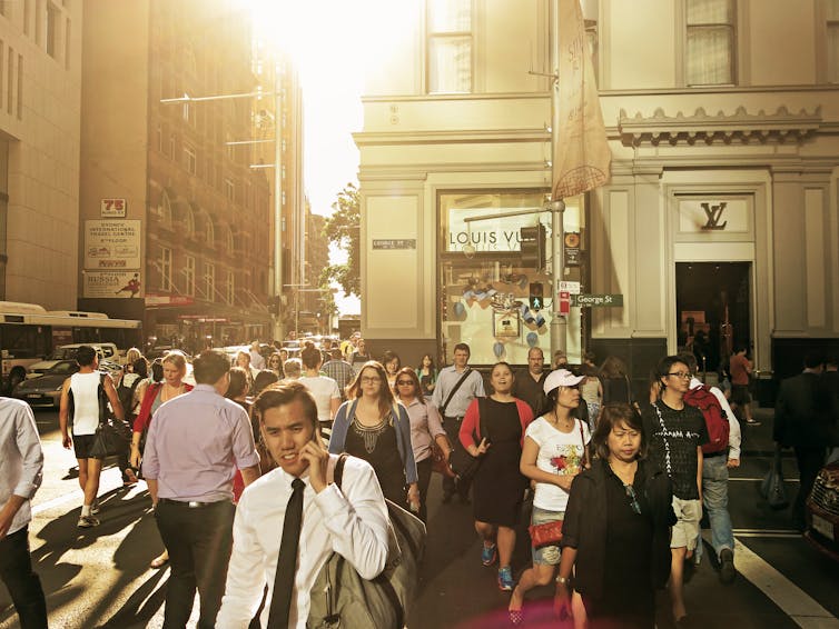 Commuters in the centre of Sydney.