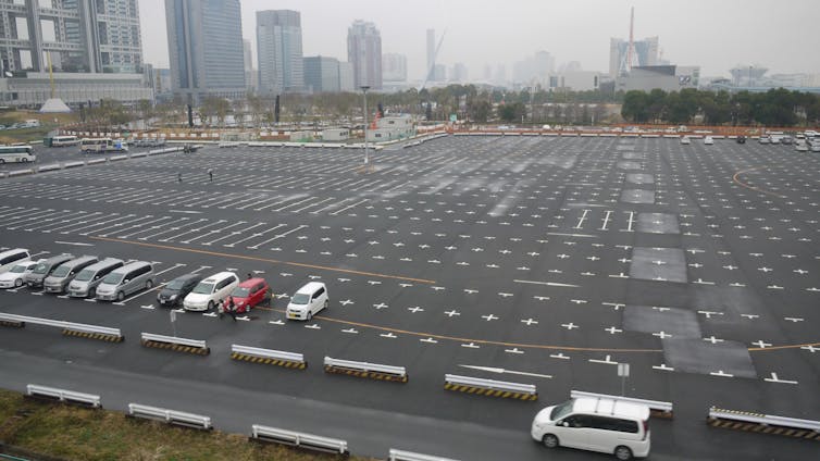 An almost empty car park
