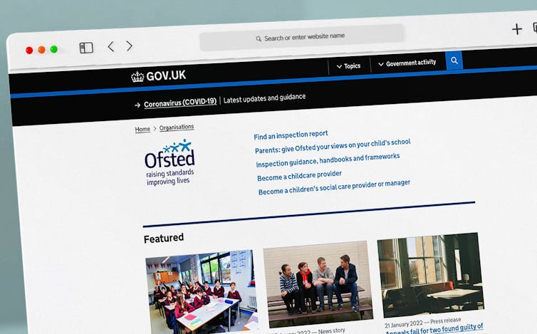 A screenshot of the Ofsted website