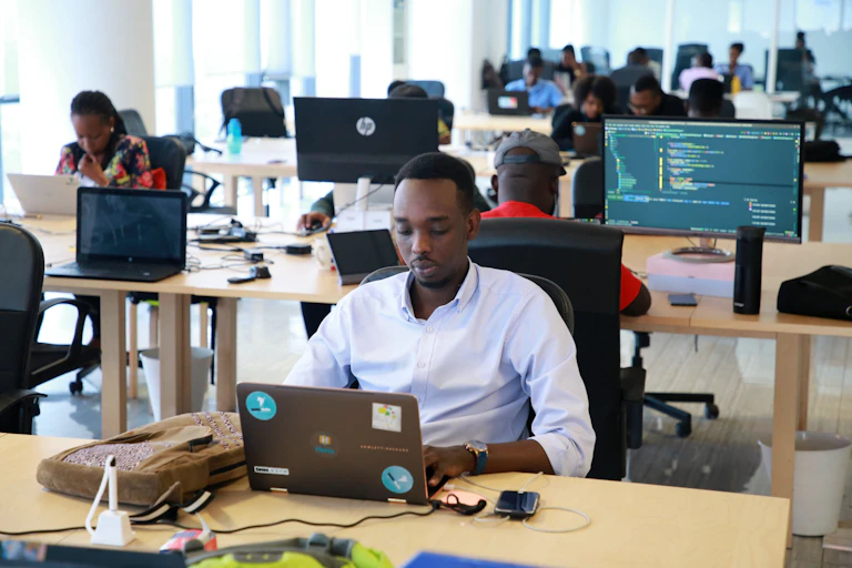Man working on a laptop