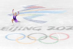 A figure skater on the ice during the Beijing Winter Games