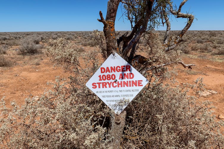 sign for 1080 poison in Australian outback