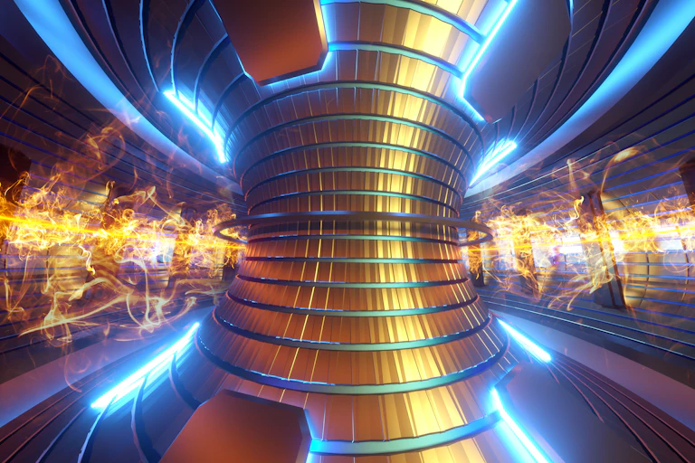 Artist's impressionof a fusion reactor nuclear fusion, tokamak