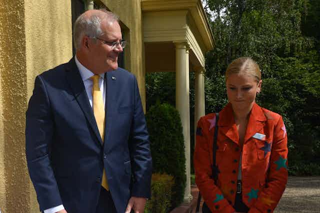 Prime Minister Scott Morrison and Grace Tame