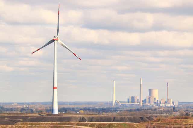 wind turbine and coal plant