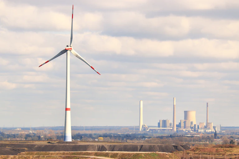 wind turbine and coal plant