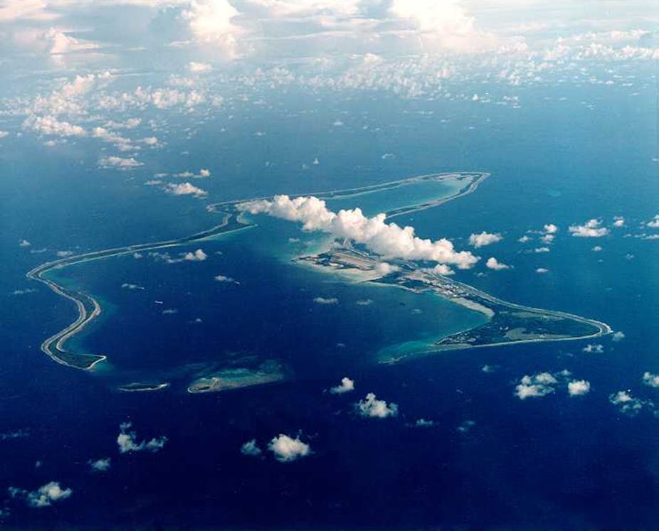 An aerial view of some of the Chagos islands