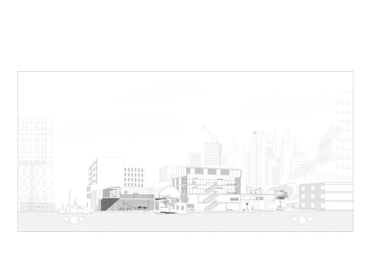 croquis montrant une école dans la ville