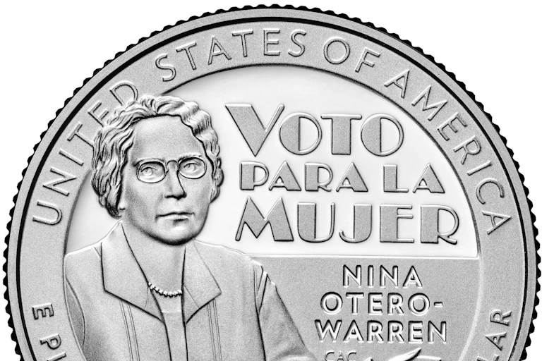 Image of the back of a quarter showing a woman.