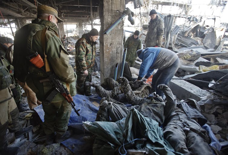 Separatistas apoyados por Rusia en Donetsk en 2015.