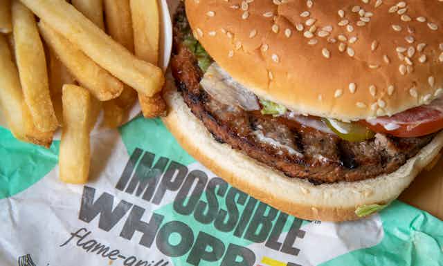 An Impossible Whopper and fries