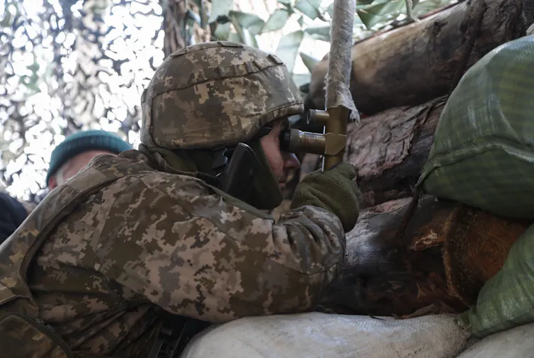 Ukrainian soldier near the front line.