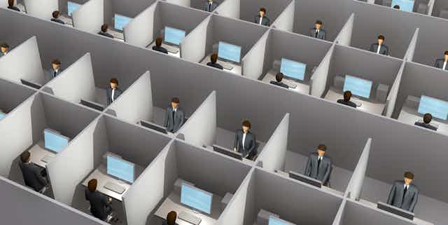 Illustration of office cubicles