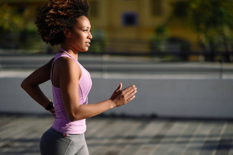 A woman running