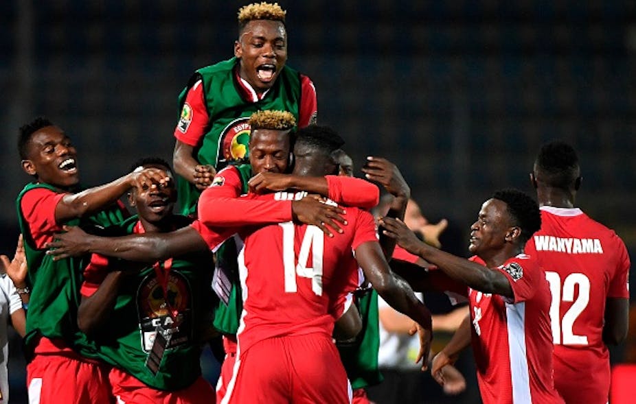 kenyan players celebrate a win against Tanzania