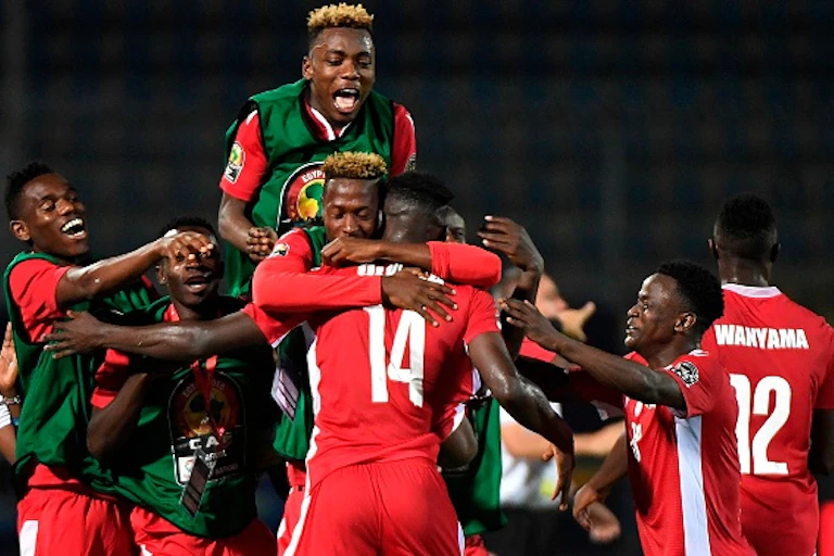 kenyan players celebrate a win against Tanzania
