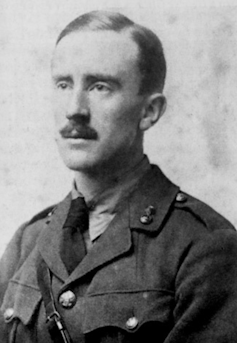 A young JRR Tolkien in army uniform during the first world war.