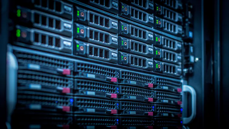 Computer servers in a service room