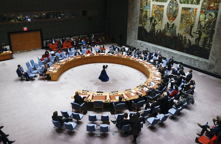 The Un Security Council in session in New York.
