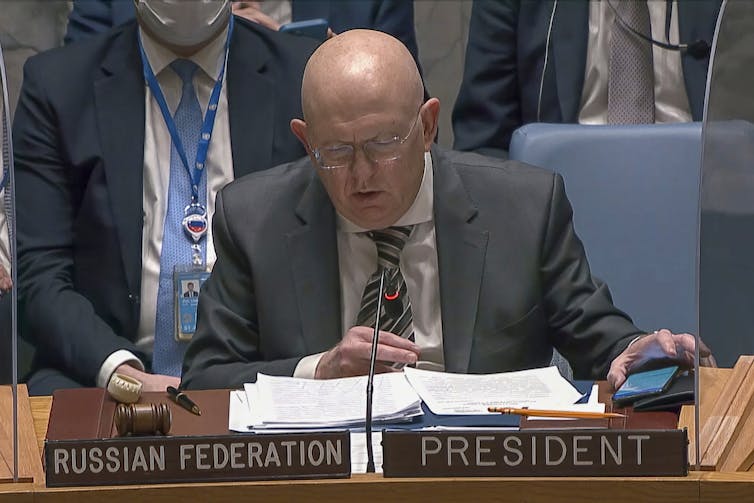 Russia's UN ambassador, Vasily Nebenzya.