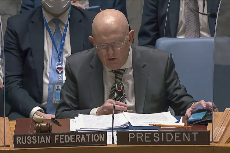 Russia's UN ambassador, Vasily Nebenzya.