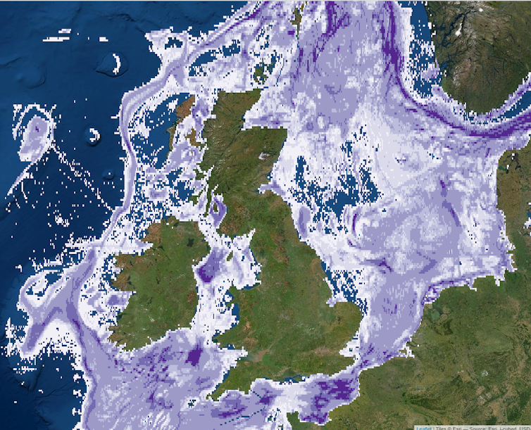 Map of Britain and Ireland and surrounding seas