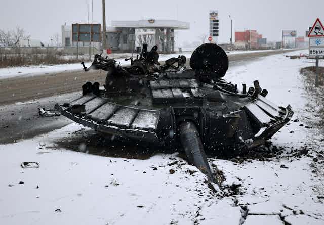 Abandoned Russian tank in Kharkiv, Ukraine