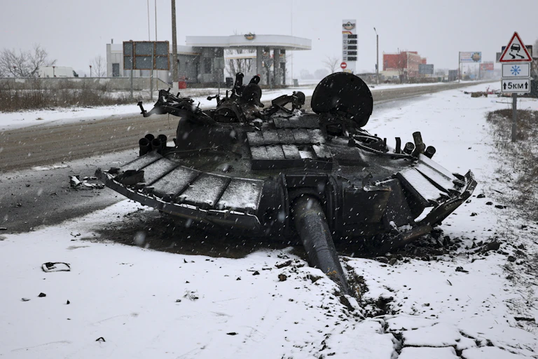 Abandoned Russian tank in Kharkiv, Ukraine