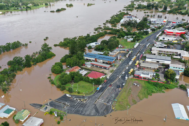Aerial view of flooding
