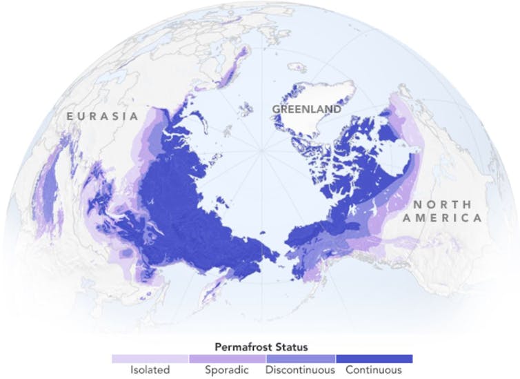 Permafrost across the Northern Hemisphere.