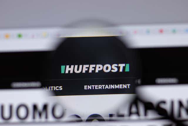 Heading of a website that says "HUFFPOST" at the top and underneath it, a subheading that says "ENTERTAINMENT"