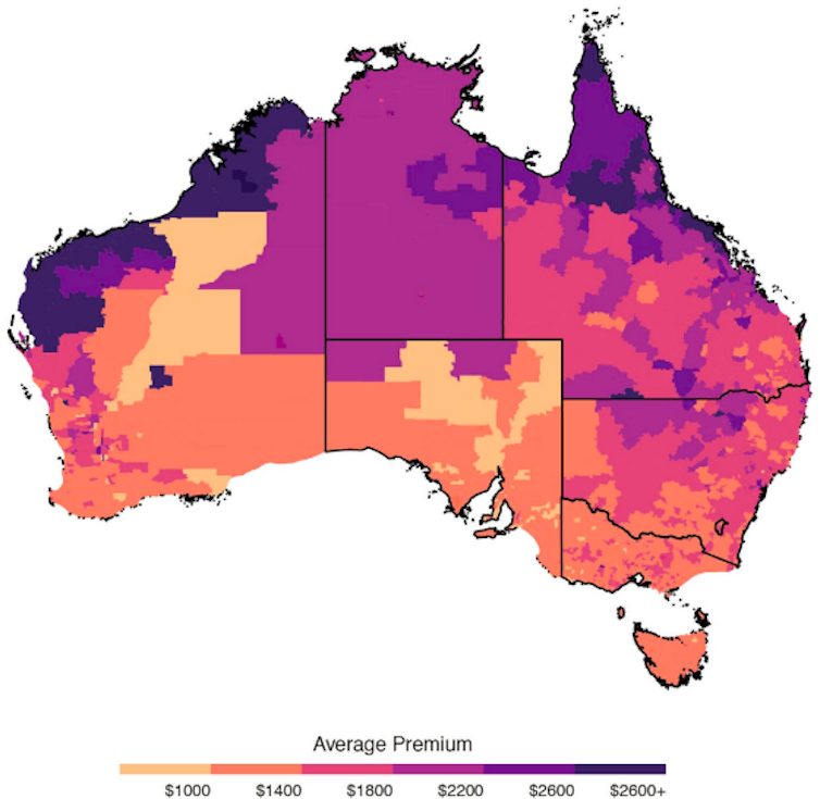 Avustralya'da birleşik ev ve içerik sigortası için ortalama primler, 2018–19