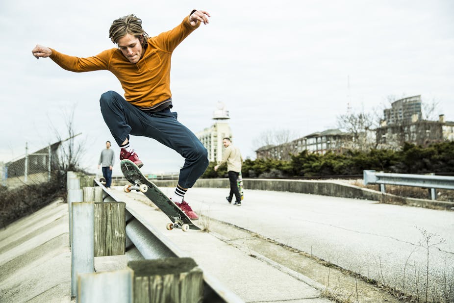 Skateboarding's side skaters find meaning in falls breaking the monotony of life
