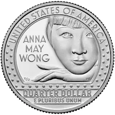 Back of quarter featuring engraving of woman.