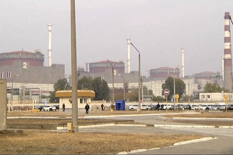 View of several of the reactor units at Zaporizhzhia power station