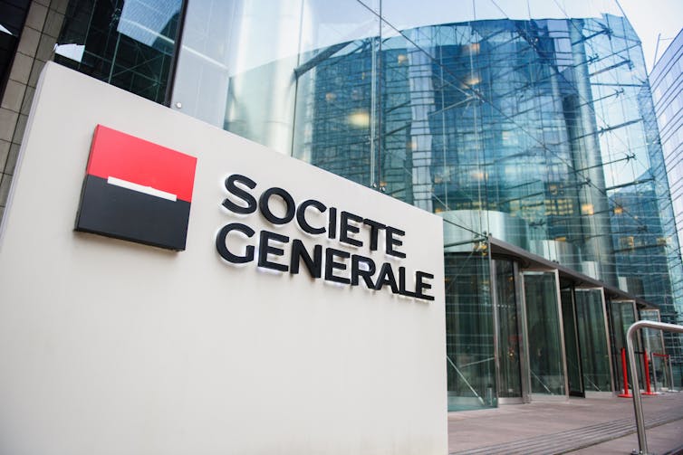 SocGen logo in front of headquarters